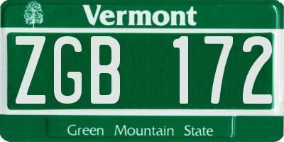 VT license plate ZGB172