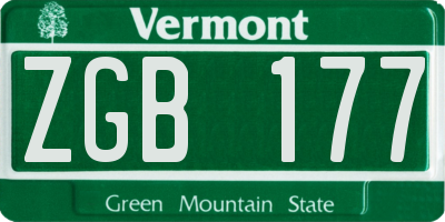 VT license plate ZGB177