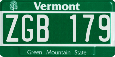 VT license plate ZGB179