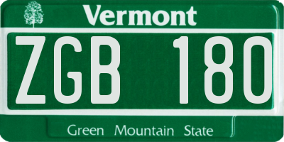 VT license plate ZGB180
