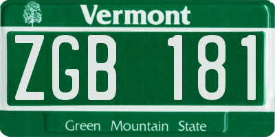 VT license plate ZGB181