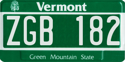 VT license plate ZGB182