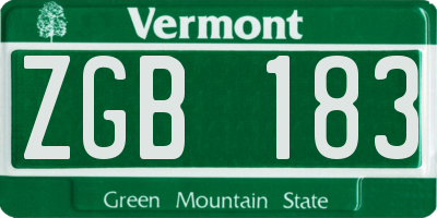 VT license plate ZGB183