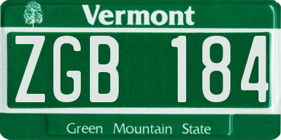 VT license plate ZGB184