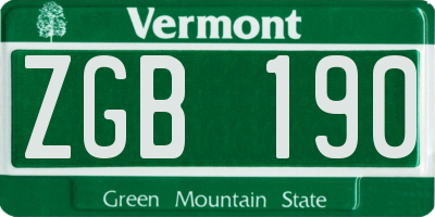 VT license plate ZGB190