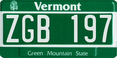 VT license plate ZGB197