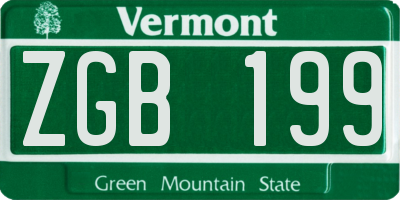 VT license plate ZGB199