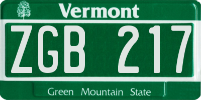 VT license plate ZGB217