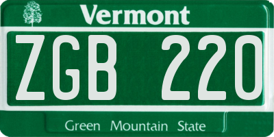 VT license plate ZGB220