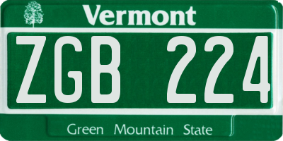 VT license plate ZGB224
