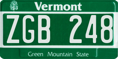 VT license plate ZGB248