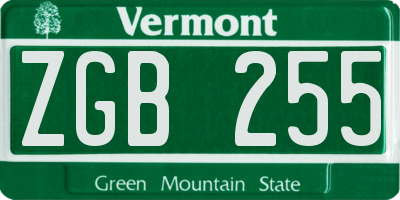 VT license plate ZGB255