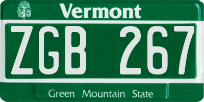 VT license plate ZGB267