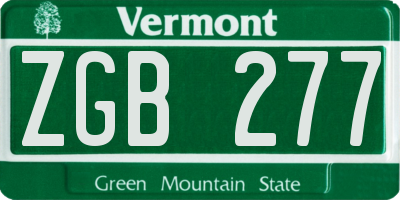 VT license plate ZGB277