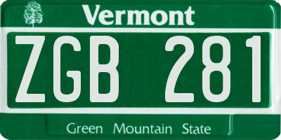 VT license plate ZGB281