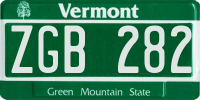 VT license plate ZGB282