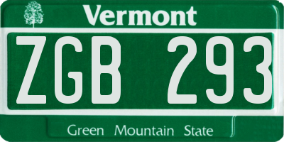 VT license plate ZGB293