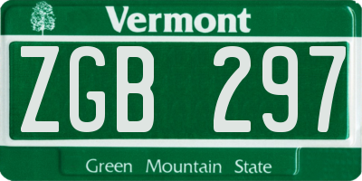 VT license plate ZGB297