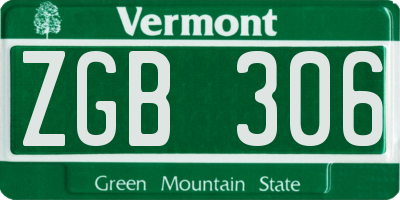 VT license plate ZGB306