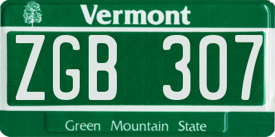 VT license plate ZGB307