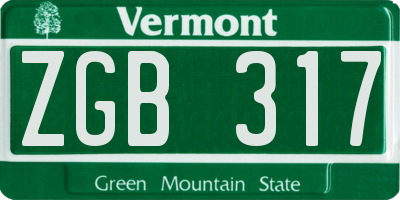 VT license plate ZGB317