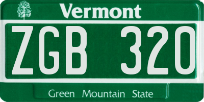 VT license plate ZGB320