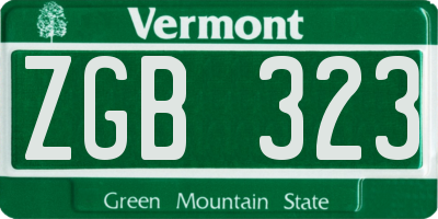 VT license plate ZGB323