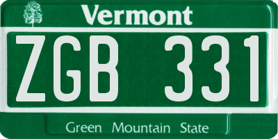 VT license plate ZGB331