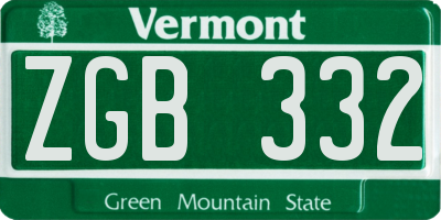 VT license plate ZGB332