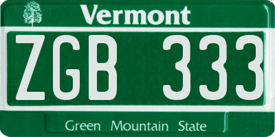 VT license plate ZGB333