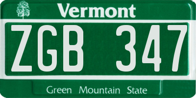 VT license plate ZGB347