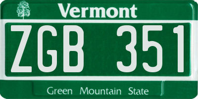 VT license plate ZGB351