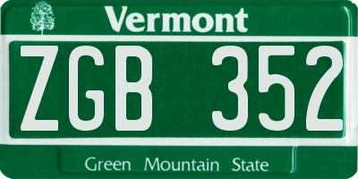 VT license plate ZGB352