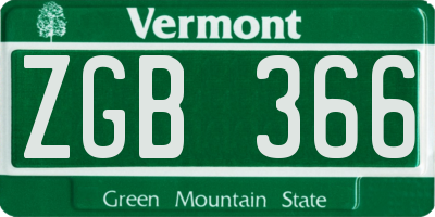 VT license plate ZGB366