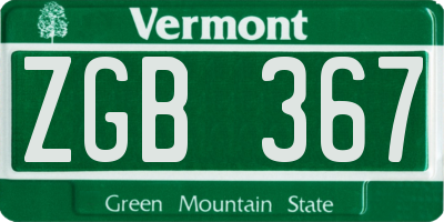 VT license plate ZGB367