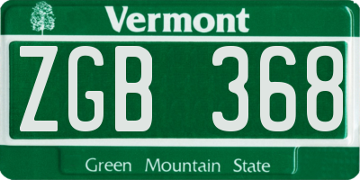 VT license plate ZGB368