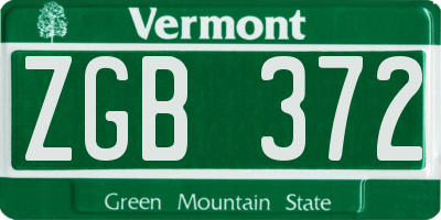 VT license plate ZGB372
