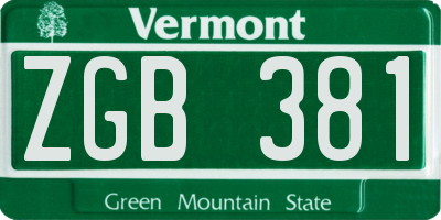 VT license plate ZGB381