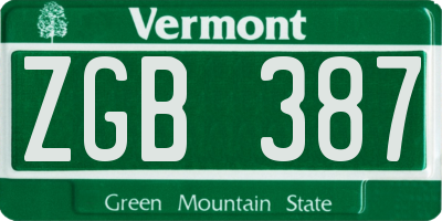 VT license plate ZGB387