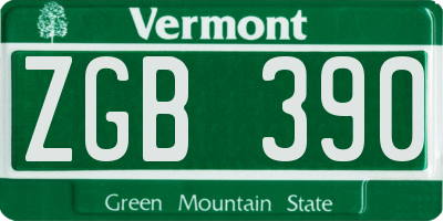 VT license plate ZGB390