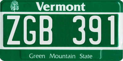 VT license plate ZGB391