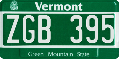 VT license plate ZGB395