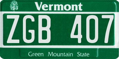 VT license plate ZGB407