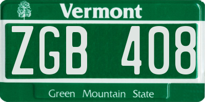 VT license plate ZGB408
