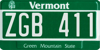 VT license plate ZGB411