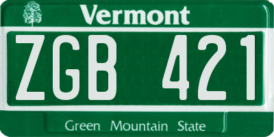 VT license plate ZGB421