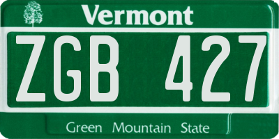 VT license plate ZGB427