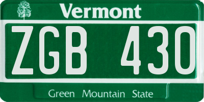 VT license plate ZGB430