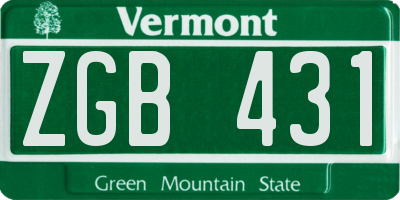 VT license plate ZGB431