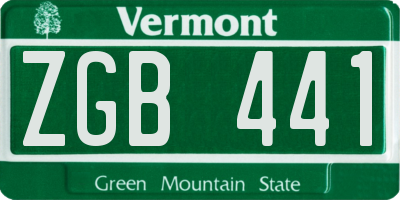 VT license plate ZGB441